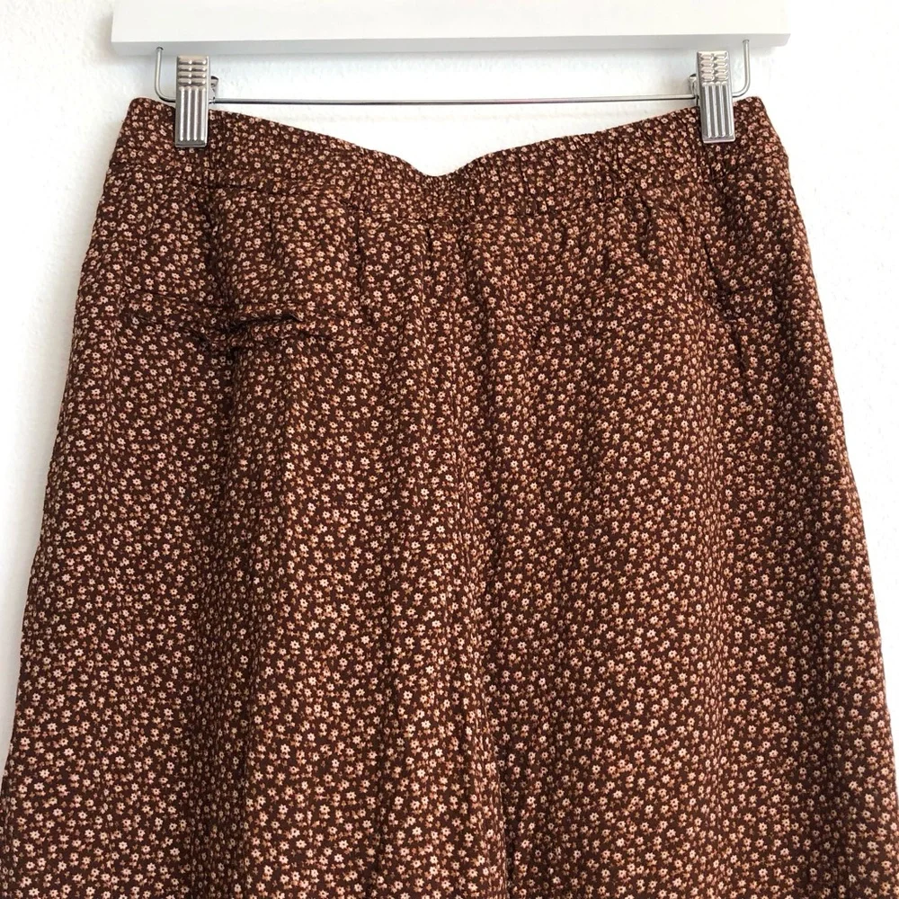 & Other Stories Brown Tan Ditsy Floral Wide Leg Trouser Pants Size 4